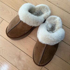 UGG Tan and Cream Shearling Slippers